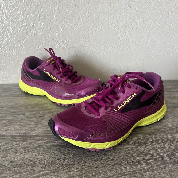 Brooks Launch 3 Running Shoes Womens Sz. 8 Raspberry/Yellow (1202061B530) - Picture 1 of 11